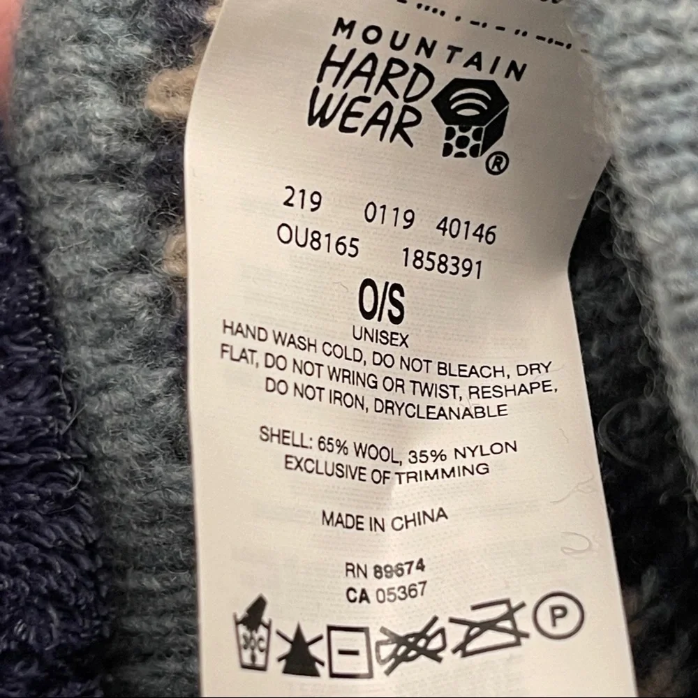 MOUNTAIN HARDWARE Belay Beanie Fair Isle Knit Pom Cap Nordic Ski Wool
